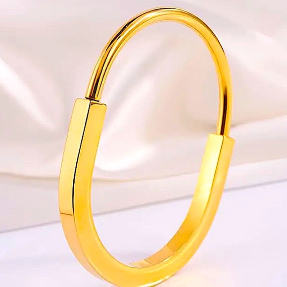 Gold Plated Lock Bangle Bracelet Nail Screwdriver Love - Picture 3 of 7